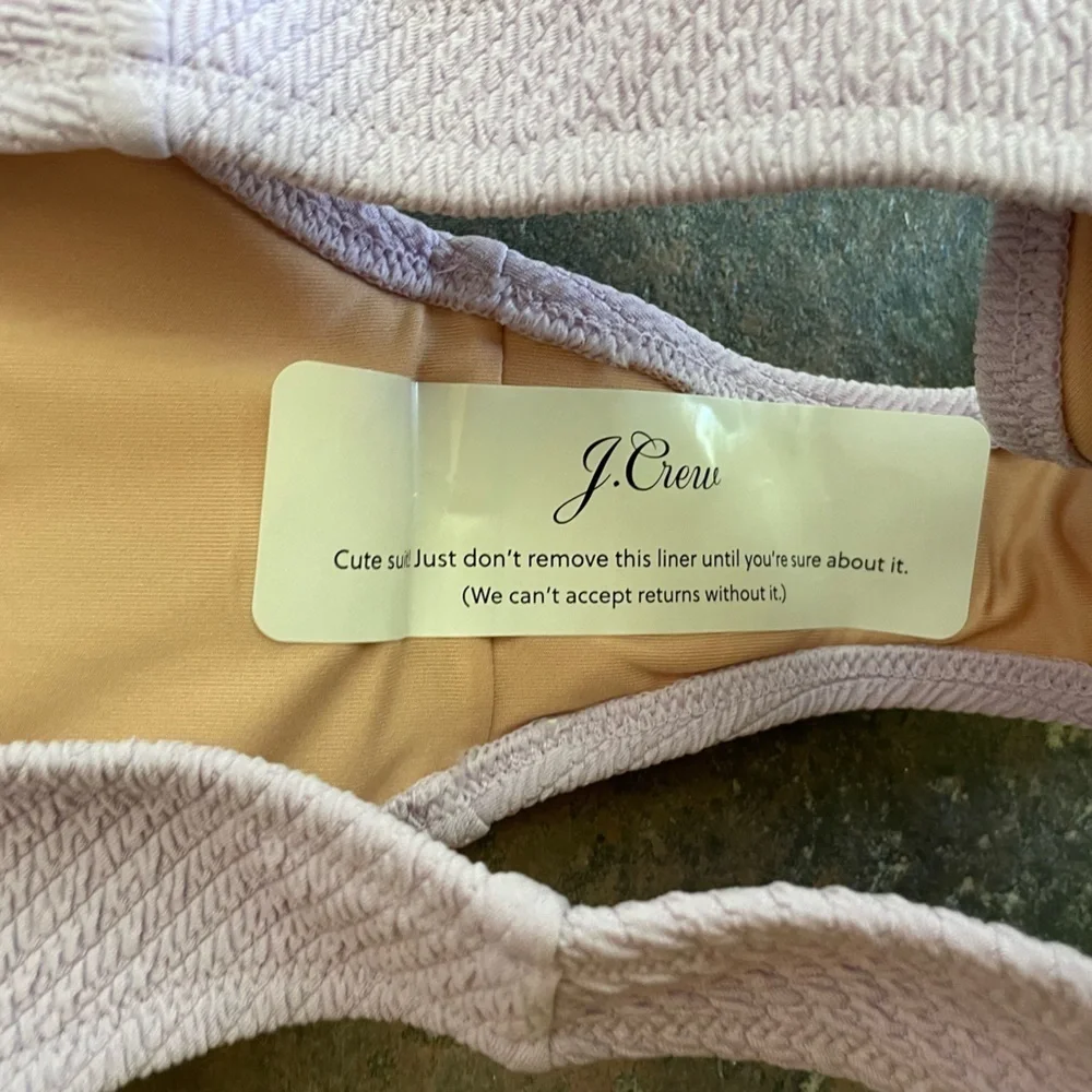 J.Crew Textured Curved-Waist Cheeky Bikini Bottoms Light Purple Color Size S